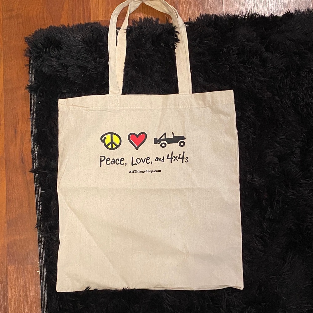 Peace, Love & 4x4s Natural Canvas Tote Bag